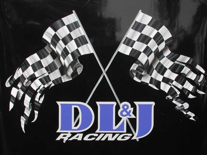 checkered flags on hood